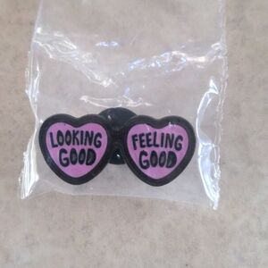 4/$20 Brand New enamel pin heart sunglasses looking good feeling good pink black